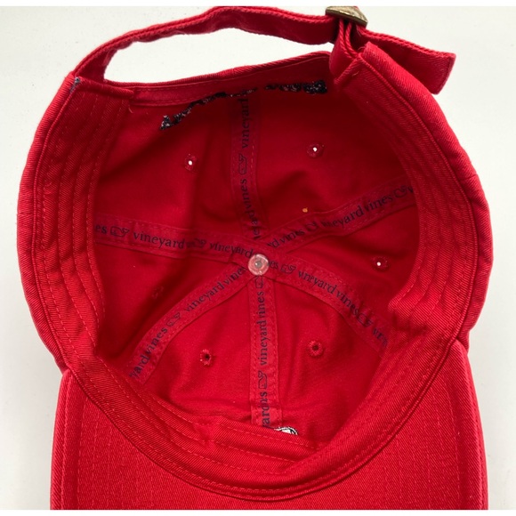 Vineyard Vines Strap Back USA Flag Whale Logo Red Casual Outdoors Adjustable - Picture 2 of 6